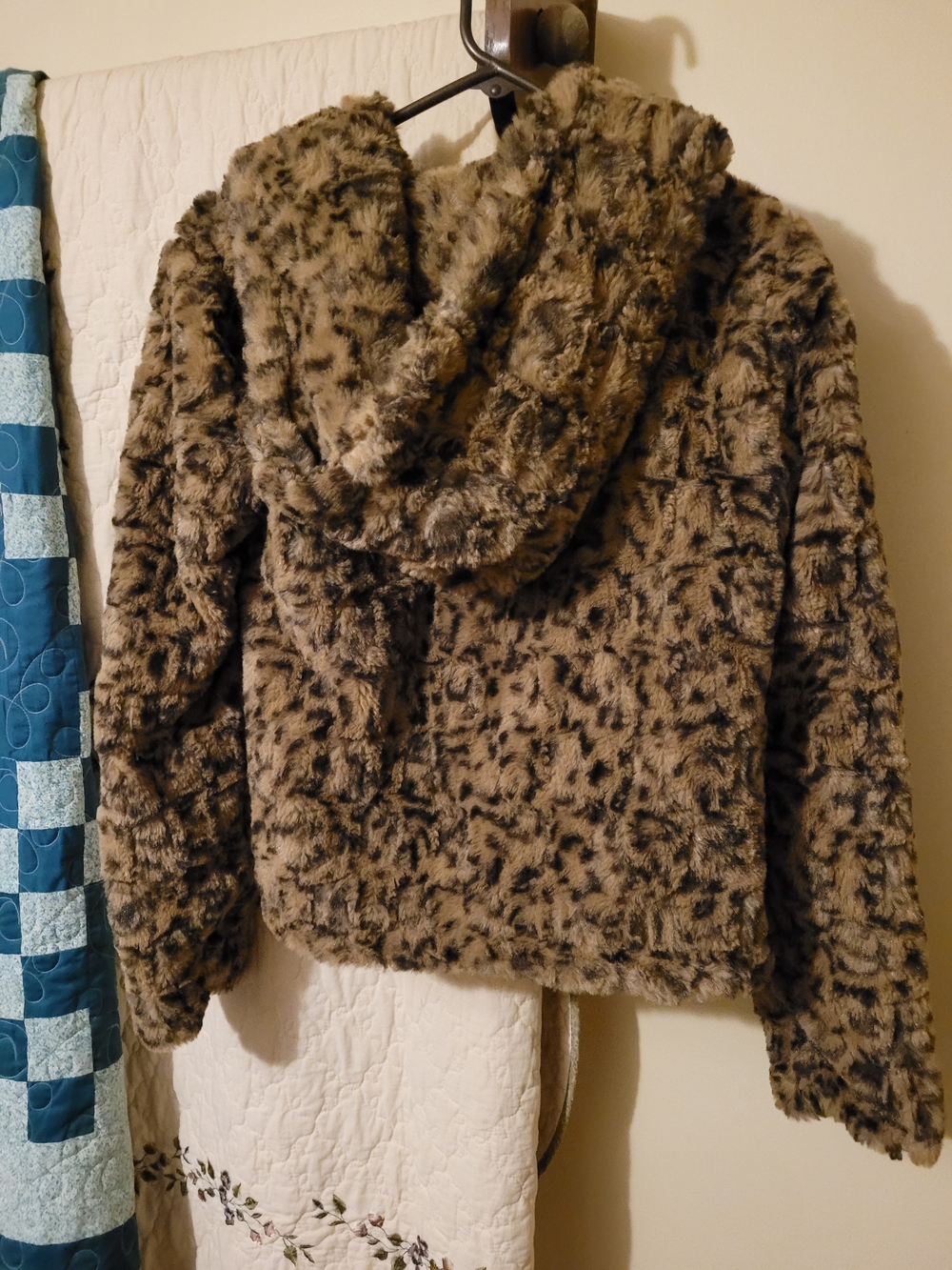 Jolt Brown Leopard-Print Teddy Hooded Jacket